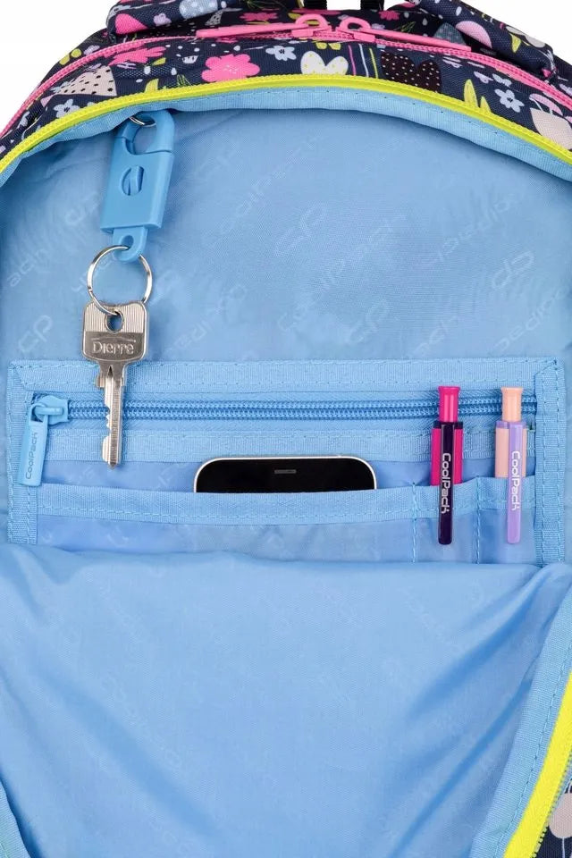 Mokyklinė kuprinė „Coolpack“ mergaitėms 1-3 klasei, gėlių raštas