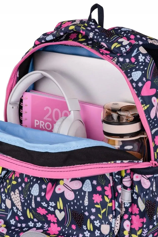 Mokyklinė kuprinė „Coolpack“ mergaitėms 1-3 klasei, gėlių raštas
