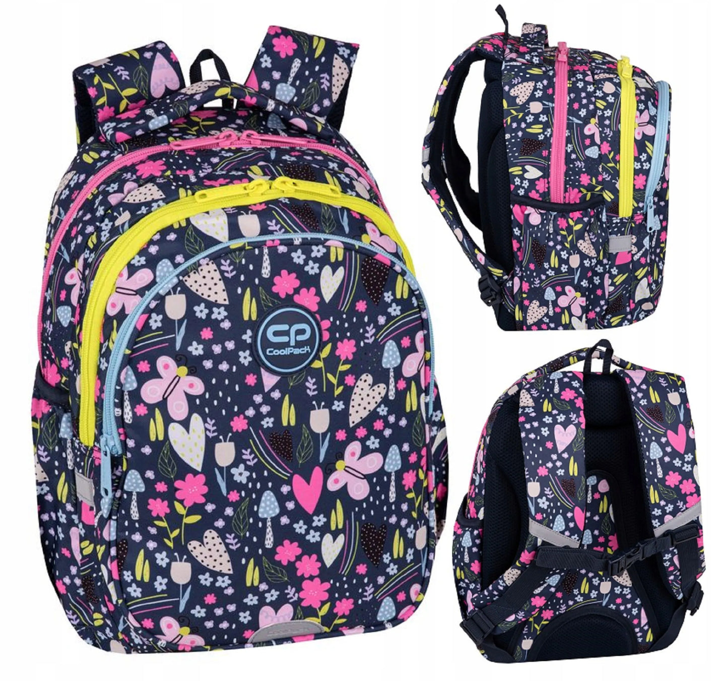 Mokyklinė kuprinė „Coolpack“ mergaitėms 1-3 klasei, gėlių raštas