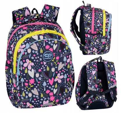 Mokyklinė kuprinė „Coolpack“ mergaitėms 1-3 klasei, gėlių raštas