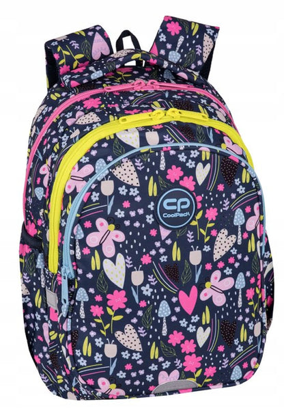 Mokyklinė kuprinė „Coolpack“ mergaitėms 1-3 klasei, gėlių raštas