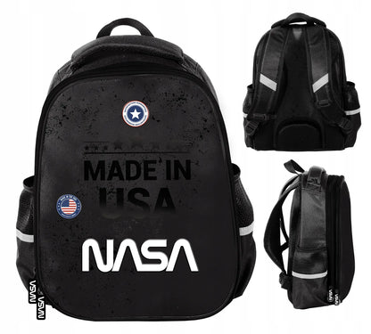 Mokyklinė kuprinė NASA juoda berniukui 1-3 klasė