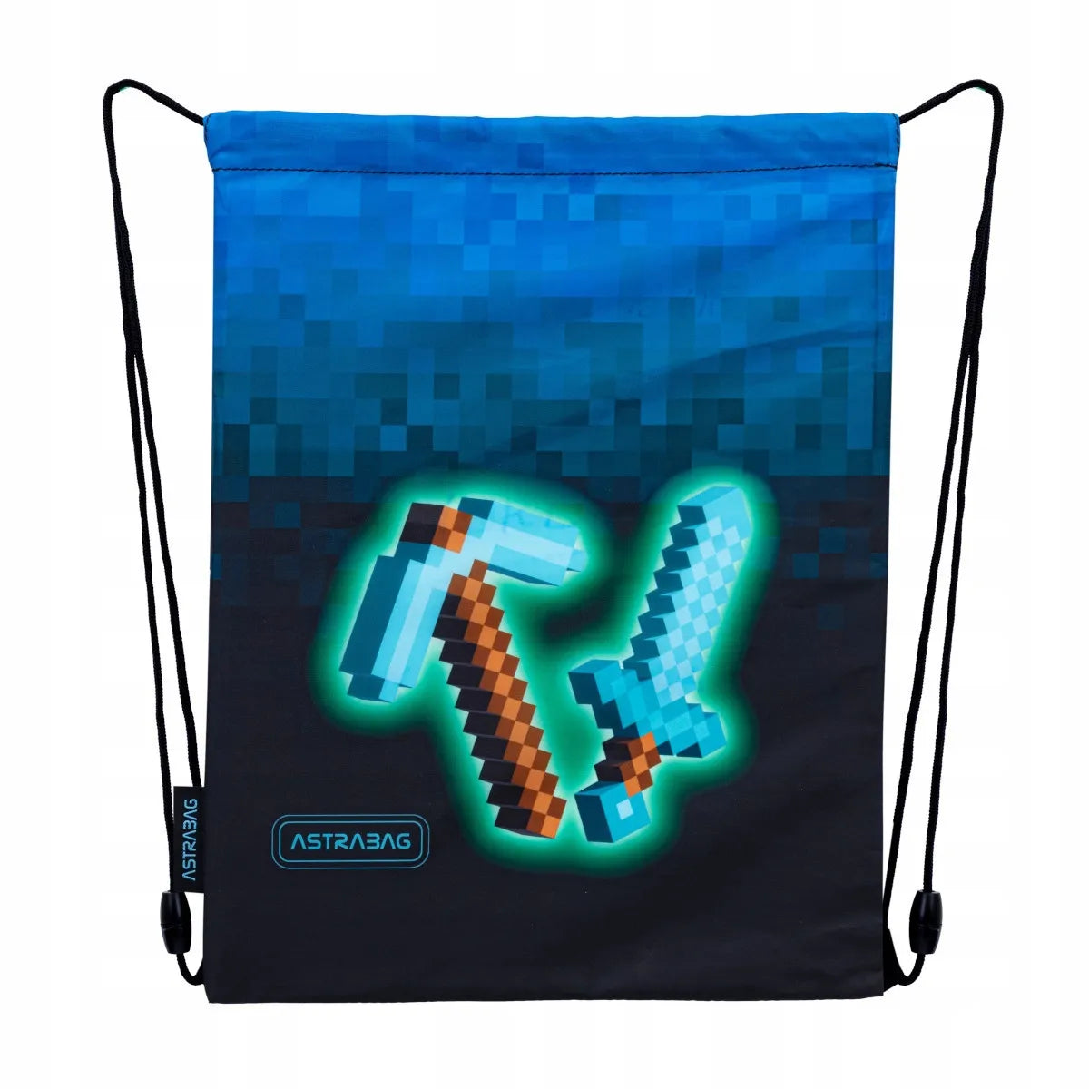 Mokyklinis rinkinys Astra Minecraft Blue Pixel – kuprinė, penalas ir maišelis