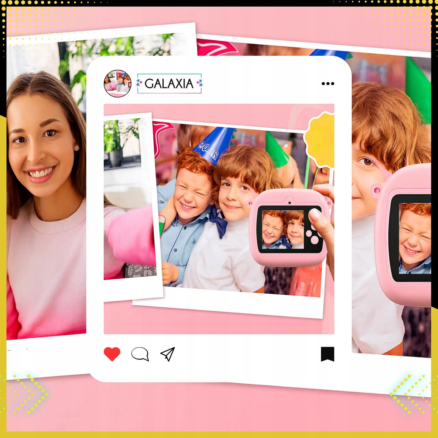 Momentalus fotoaparatas vaikams, mini terminis spausdintuvas ir 12 popieriaus ritinėlių