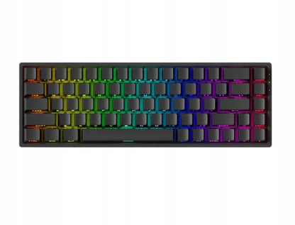 MonsGeek Fun68 Pro HE – juoda klaviatūra su šoniniu ženklinimu, „Rapid Trigger“, „Hall Effect“ ir RGB apšvietimu