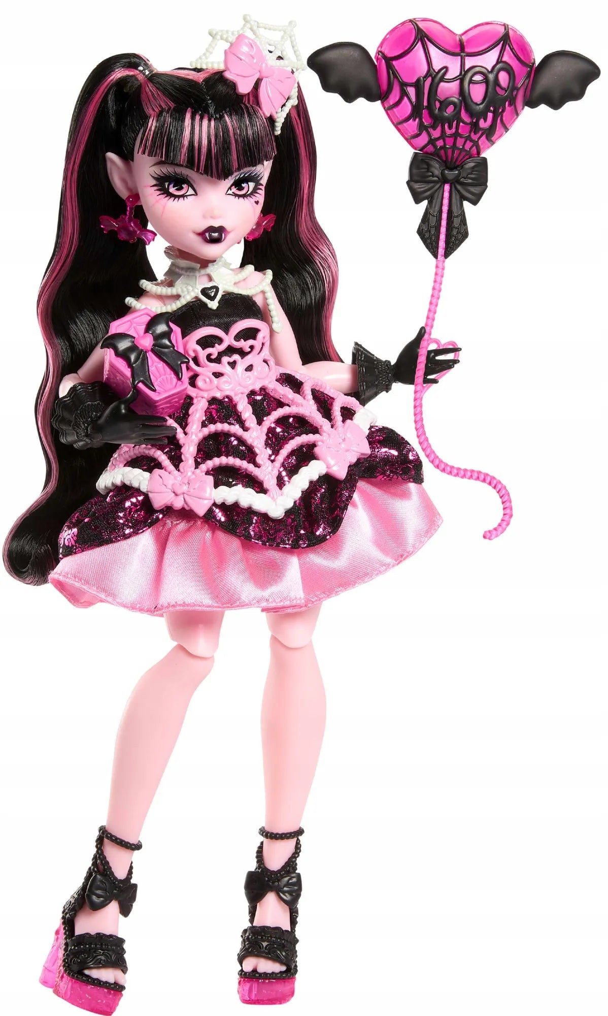 Monster High Draculaura „Baisiai saldus gimtadienis“ lėlė, 27 cm, su balionu ir aksesuarais