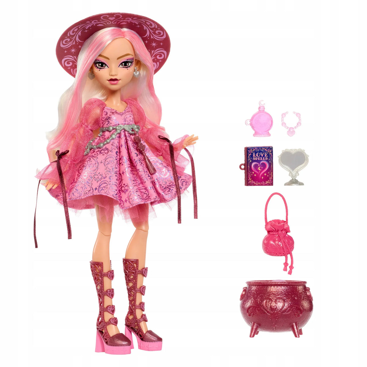 Monster High Moonspell Magic lėlė Carina Song, Meilės ragana, su aksesuarais