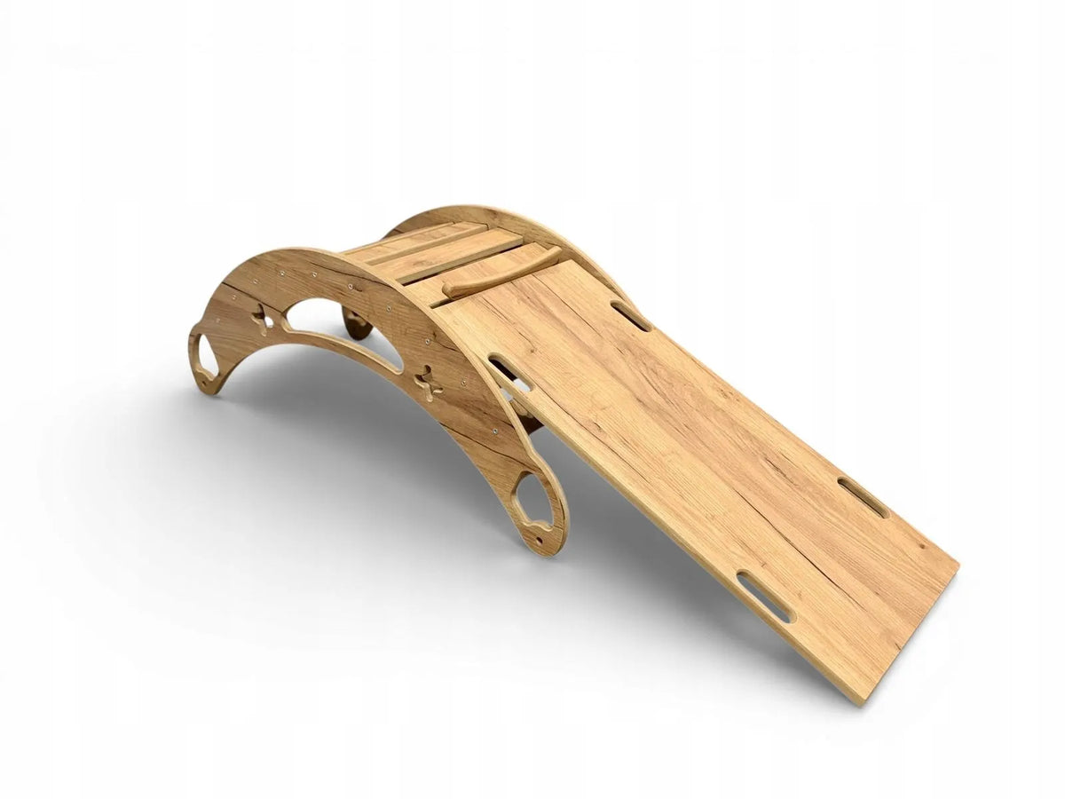 „Montessori“ supamasis žaislas vaikams 3 viename su pagalvėle, čiuožykla ir laipiojimo sienele, Wood Style