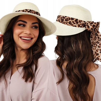 Moteriška šiaudinė „bucket hat“ stiliaus kepurė nuo saulės, skirta plaukams su uodega, vasarinė, paplūdimio 2374