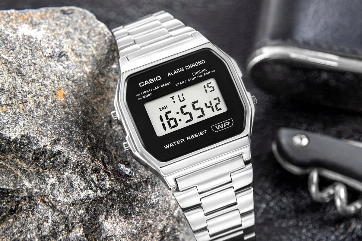 Moteriškas CASIO Vintage A158WEA-1EF laikrodis, atsparus vandeniui, su dėžute