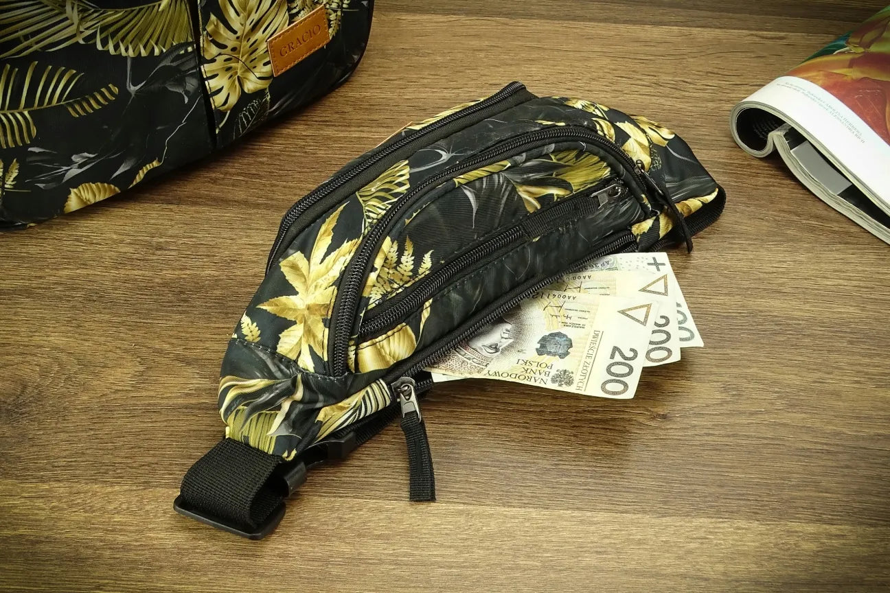 Moteriškas juosmens krepšys Gracio Leaves-Gold