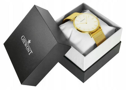 Moteriškas laikrodis „Giewont Harmony GW1970-1“, baltas ciferblatas, aukso spalvos
