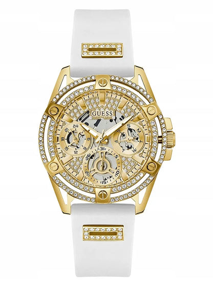 MOTERIŠKAS LAIKRODIS GUESS GW0536L2 QUEEN AUKSINIS+BALTAS ORIGINALUS GW + DĖŽUTĖ