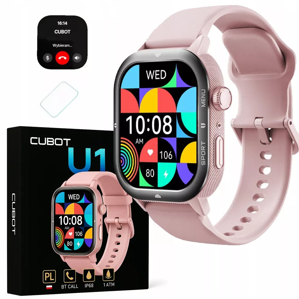 Moteriškas smartwatch Cubot U1 AI – sportinis, pulso matuoklis, skambučiai, atsparus vandeniui