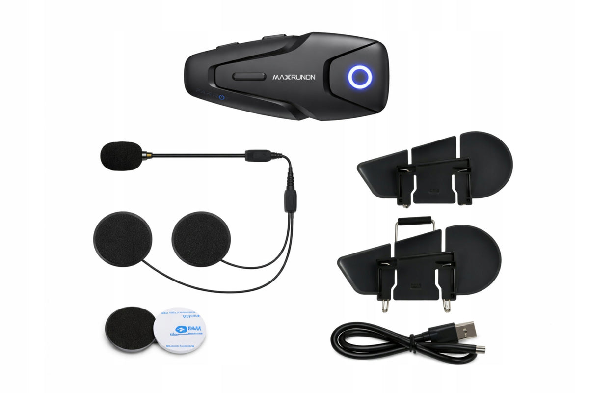 Motociklininkų Interkomas Bluetooth 5.3 su ANC – Ryšio Atstumas 500 M, Veikimas Iki 100 Km/h, 2 Vartotojams, IPX5 Apsauga nuo Vandens