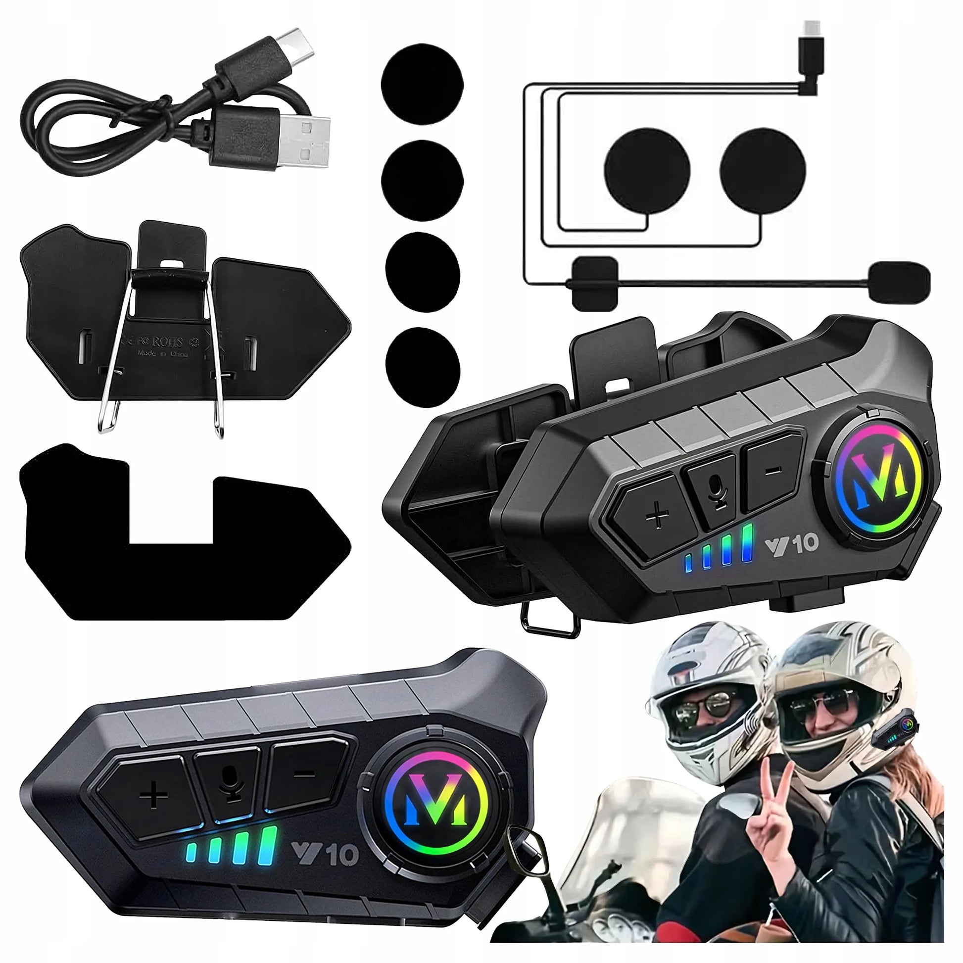 Motociklinis domofonas "Bluetooth Y10" universalus su hibridiniu mikrofonu