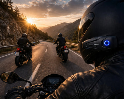 Motociklo domofonas 2 vnt. Bluetooth 5.3 ANC 100km/h FM 500m 2 asmenims