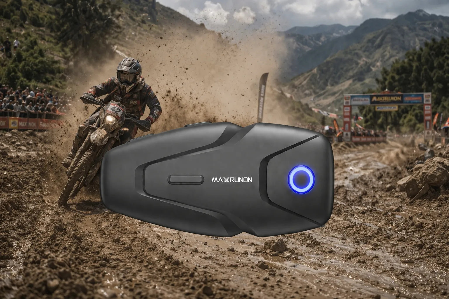 Motociklo domofonas 2 vnt. Bluetooth 5.3 ANC 100km/h FM 500m 2 asmenims