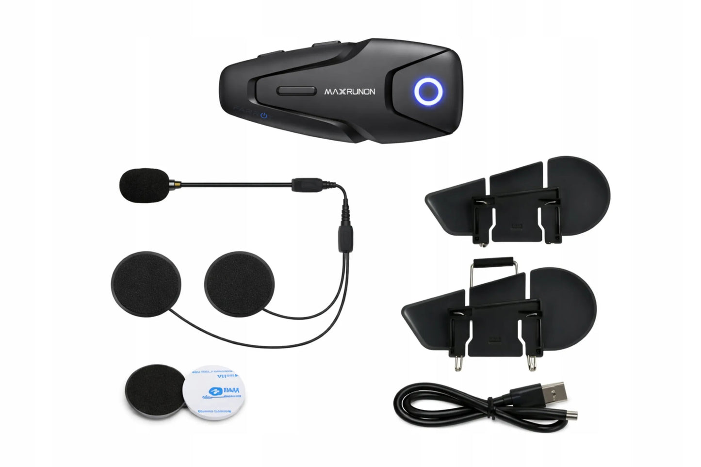 Motociklo domofonas 2 vnt. Bluetooth 5.3 ANC 100km/h FM 500m 2 asmenims