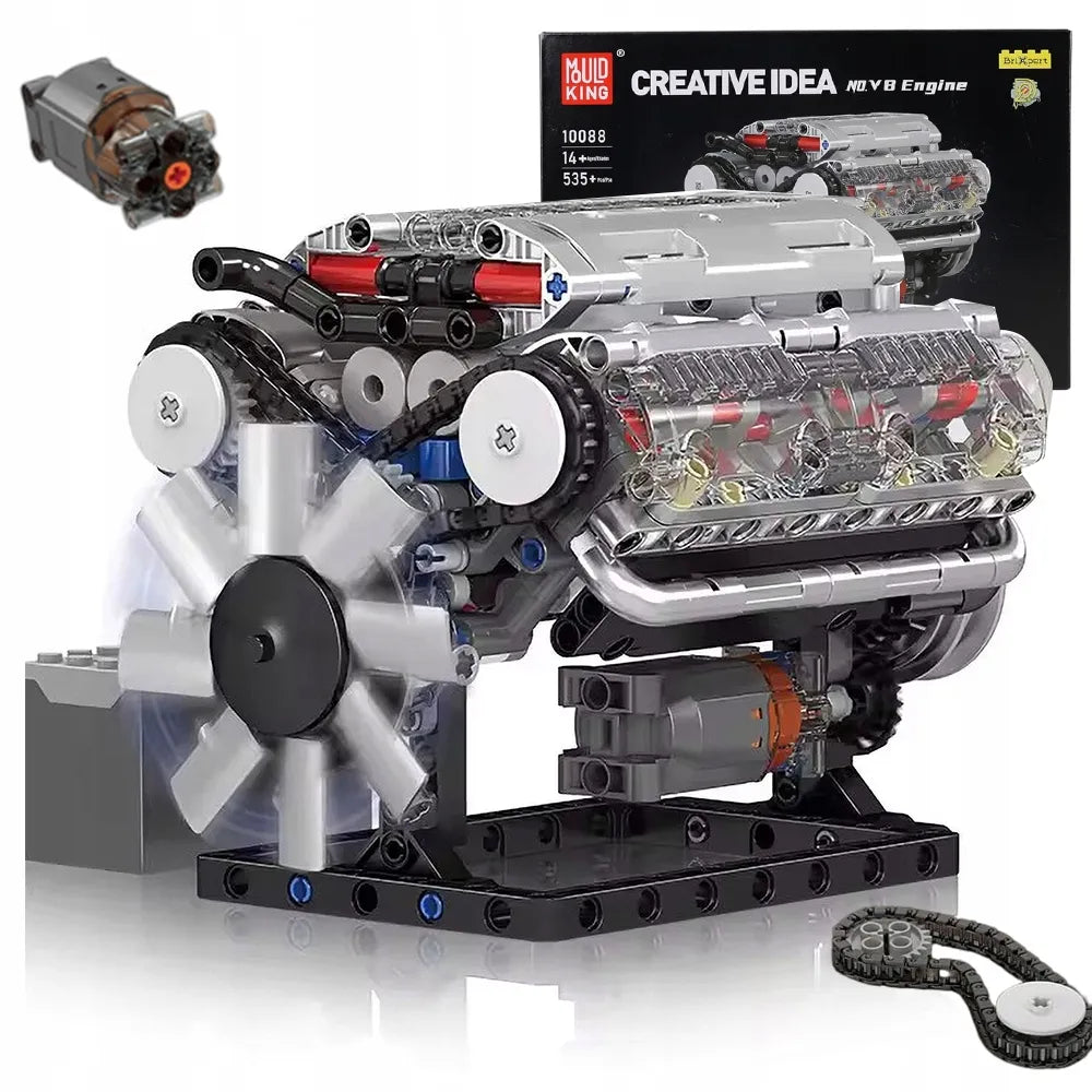 „Mould King“ V8 variklio konstruktorius, 552 detalės
