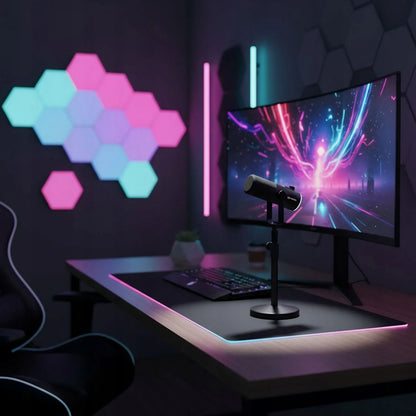Mozos GM-ONE-BK dinaminis USB XLR RGB LED žaidimų mikrofonas