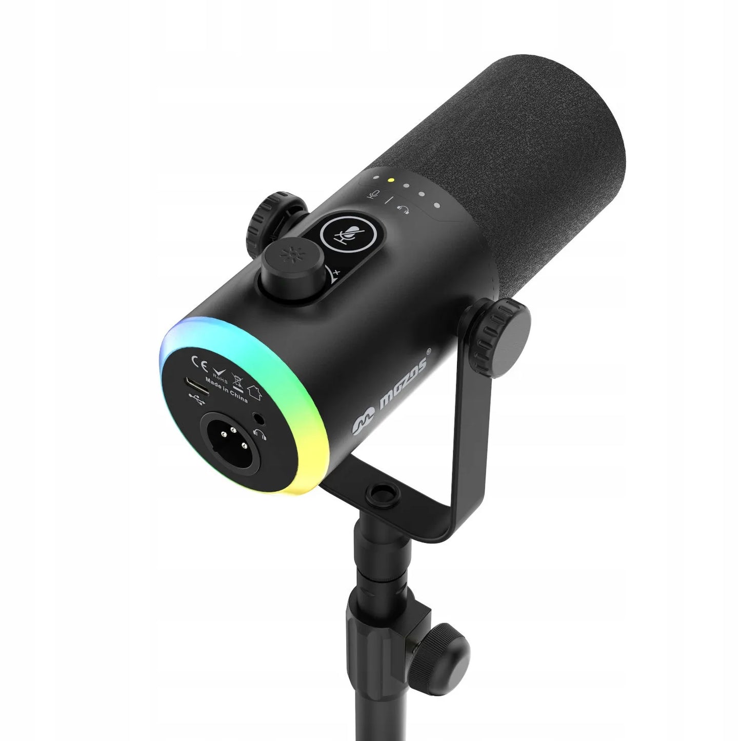 Mozos GM-ONE-BK dinaminis USB XLR RGB LED žaidimų mikrofonas