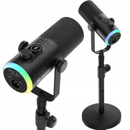 Mozos GM-ONE-BK dinaminis USB XLR RGB LED žaidimų mikrofonas