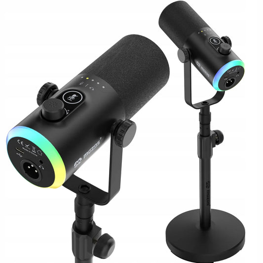 Mozos GM-ONE-BK dinaminis USB XLR RGB LED žaidimų mikrofonas