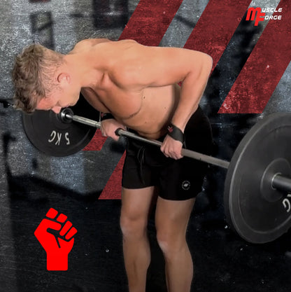 MuscleForge KF-164 sustiprinti diržai mirties traukai, riešų juostos treniruotėms, 2 vnt.