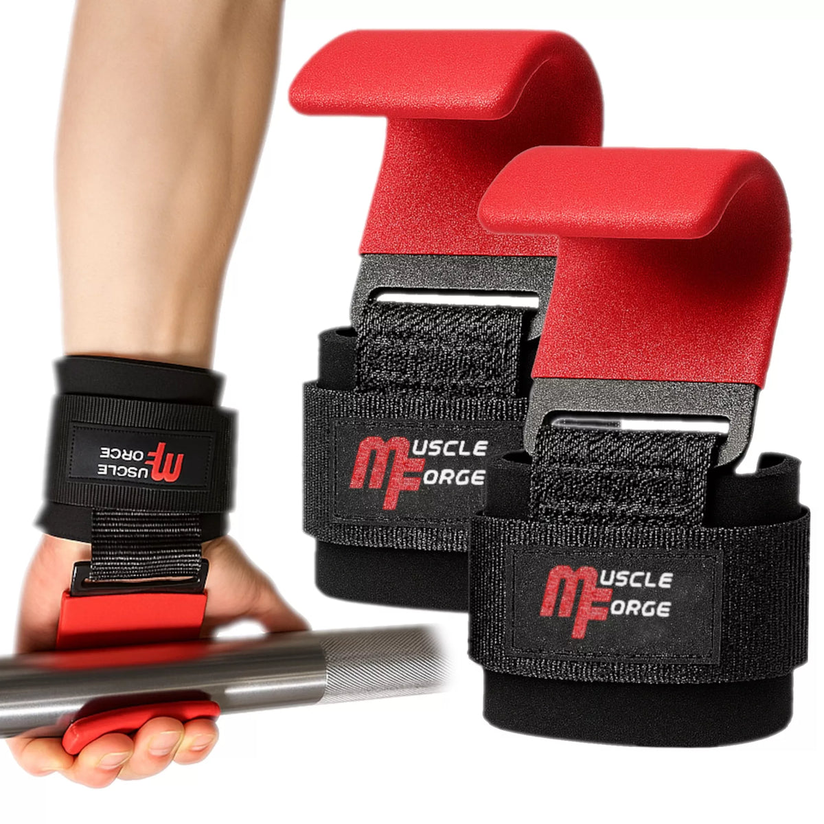 MuscleForge® treniruočių kabliai riešams svoriams kelti, mirties traukai, plieniniai