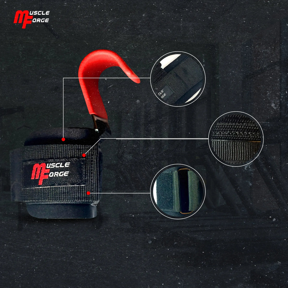 MuscleForge® treniruočių kabliai riešams svoriams kelti, mirties traukai, plieniniai