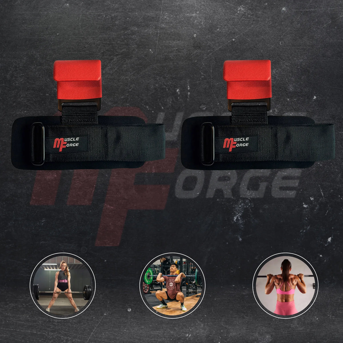 MuscleForge® treniruočių kabliai riešams svoriams kelti, mirties traukai, plieniniai