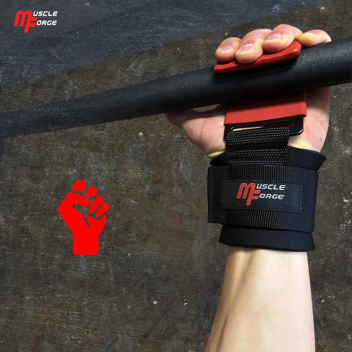 MuscleForge® treniruočių kabliai riešams svoriams kelti, mirties traukai, plieniniai