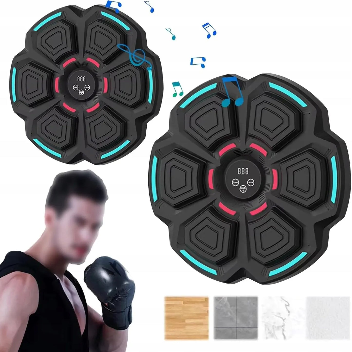 Muzikinis bokso treniruoklis su Bluetooth ir pirštinėmis, 9 greičio lygiai, juodas