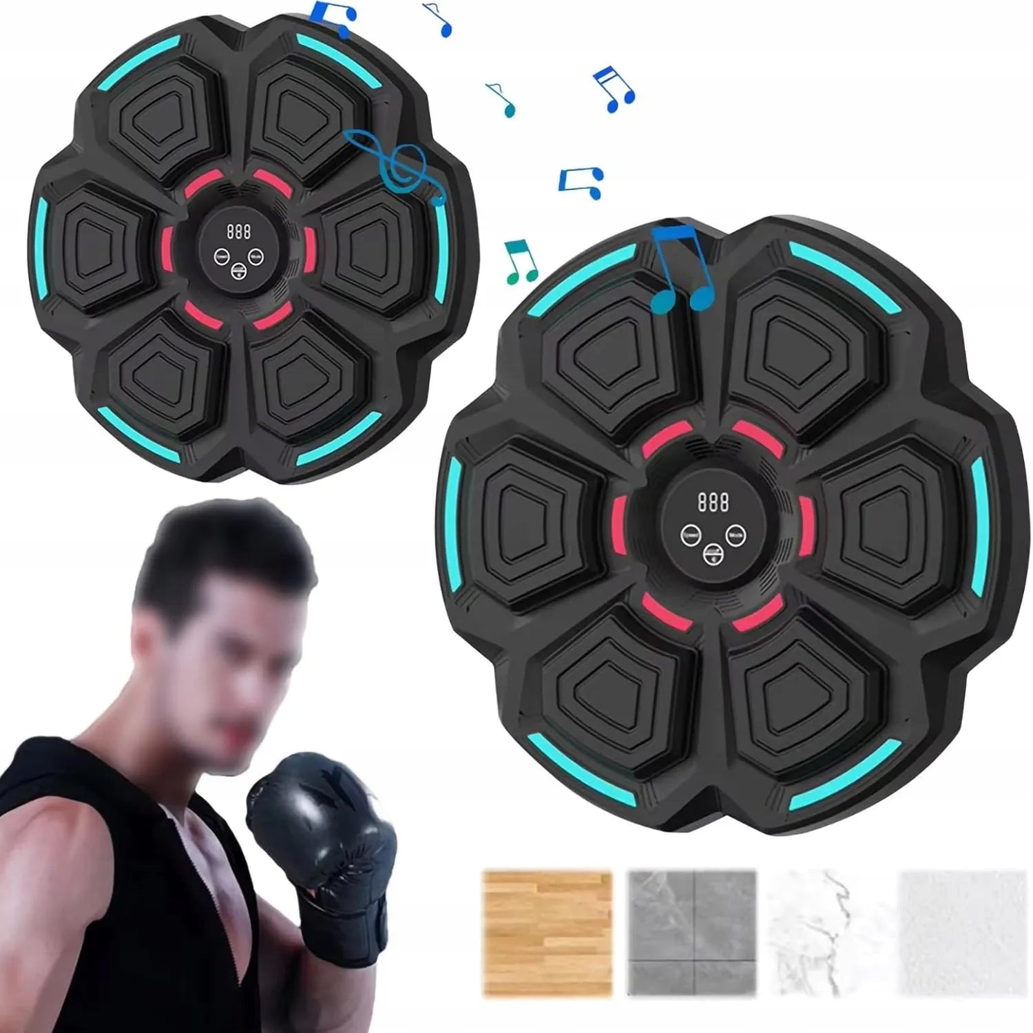 Muzikinis bokso treniruoklis su Bluetooth ir pirštinėmis, 9 greičio lygiai, juodas