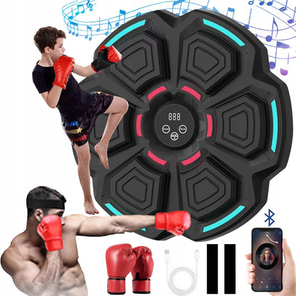 Muzikinis bokso treniruoklis su Bluetooth ir pirštinėmis, 9 greičio lygiai, juodas