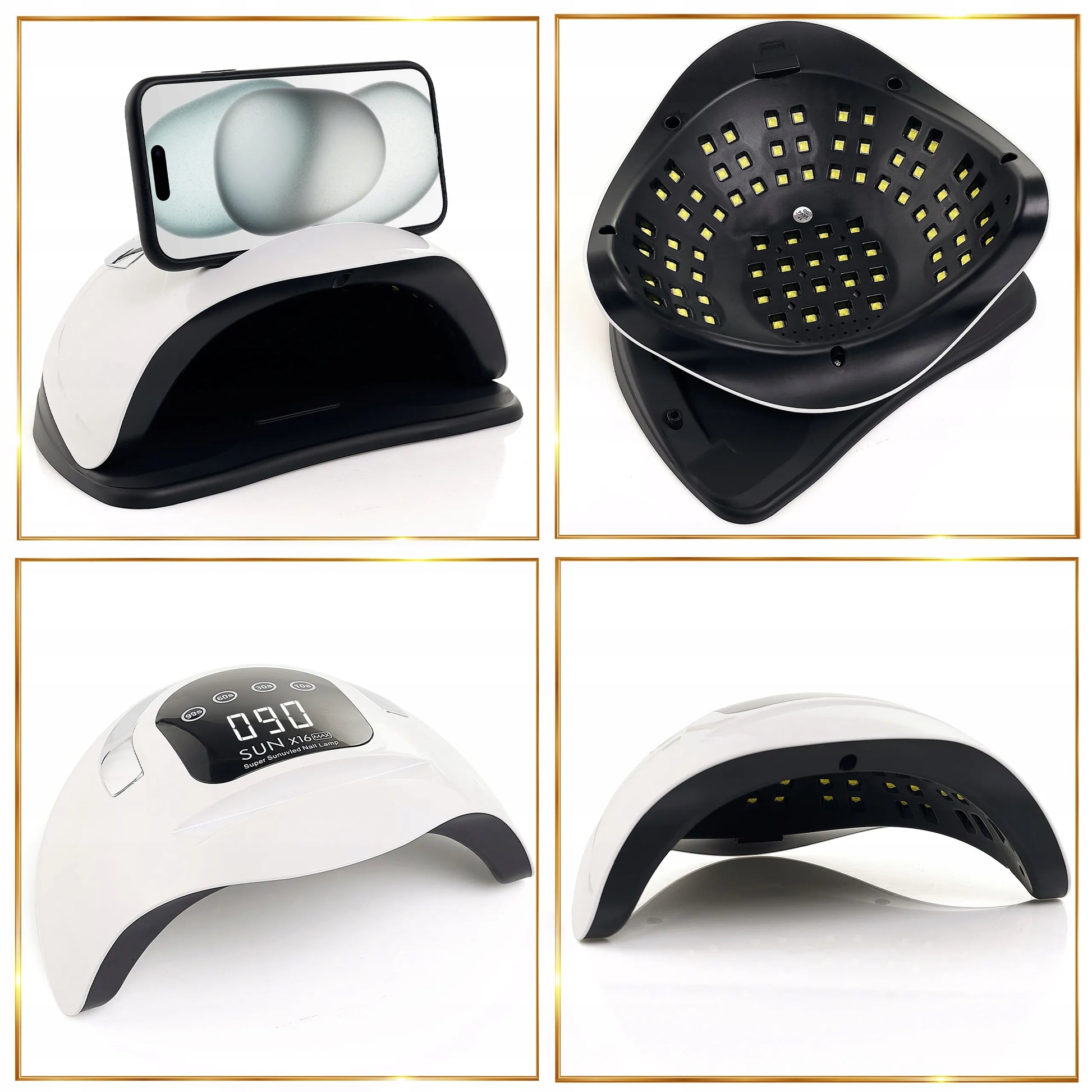 Nagų lempa hibridiniam lakui ir geliui UV SUN X16 LCD DUAL LED 320 W, naujausias modelis