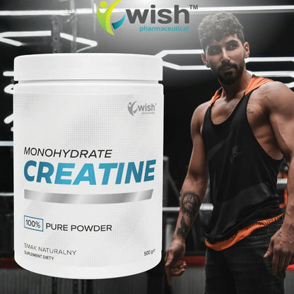 Natūralus kreatino monohidratas „Wish Pharmaceutical“, 500 g – 100 porcijų