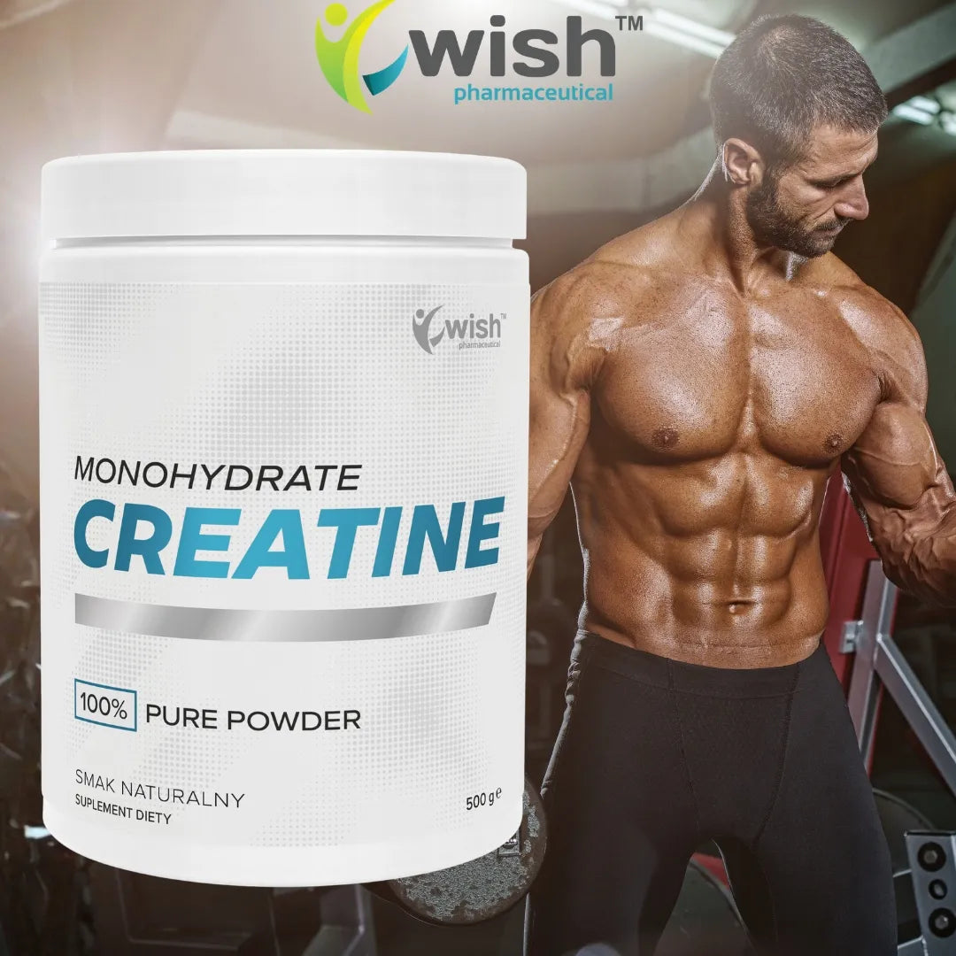 Natūralus kreatino monohidratas „Wish Pharmaceutical“, 500 g – 100 porcijų
