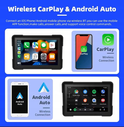 „Navic“ motociklo ekranas su „CarPlay“ ir „Android Auto“, 5 colių belaidė navigacija