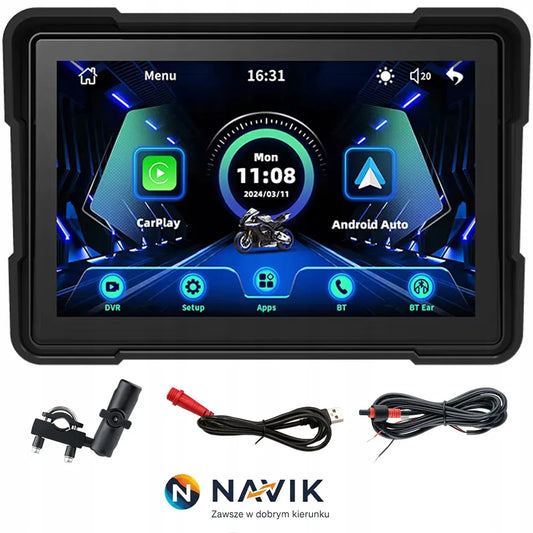 NAVIK 5 motociklo navigacijos ekranas, USB, „Android Auto“ / „Apple CarPlay“, PL