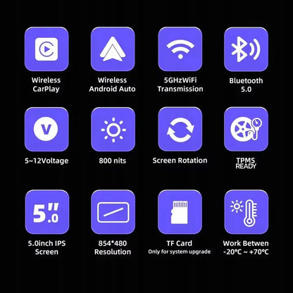 NAVTICA Saturn 5 colių išmanusis motociklo ekranas su belaidžiu „CarPlay“ ir „Android Auto“