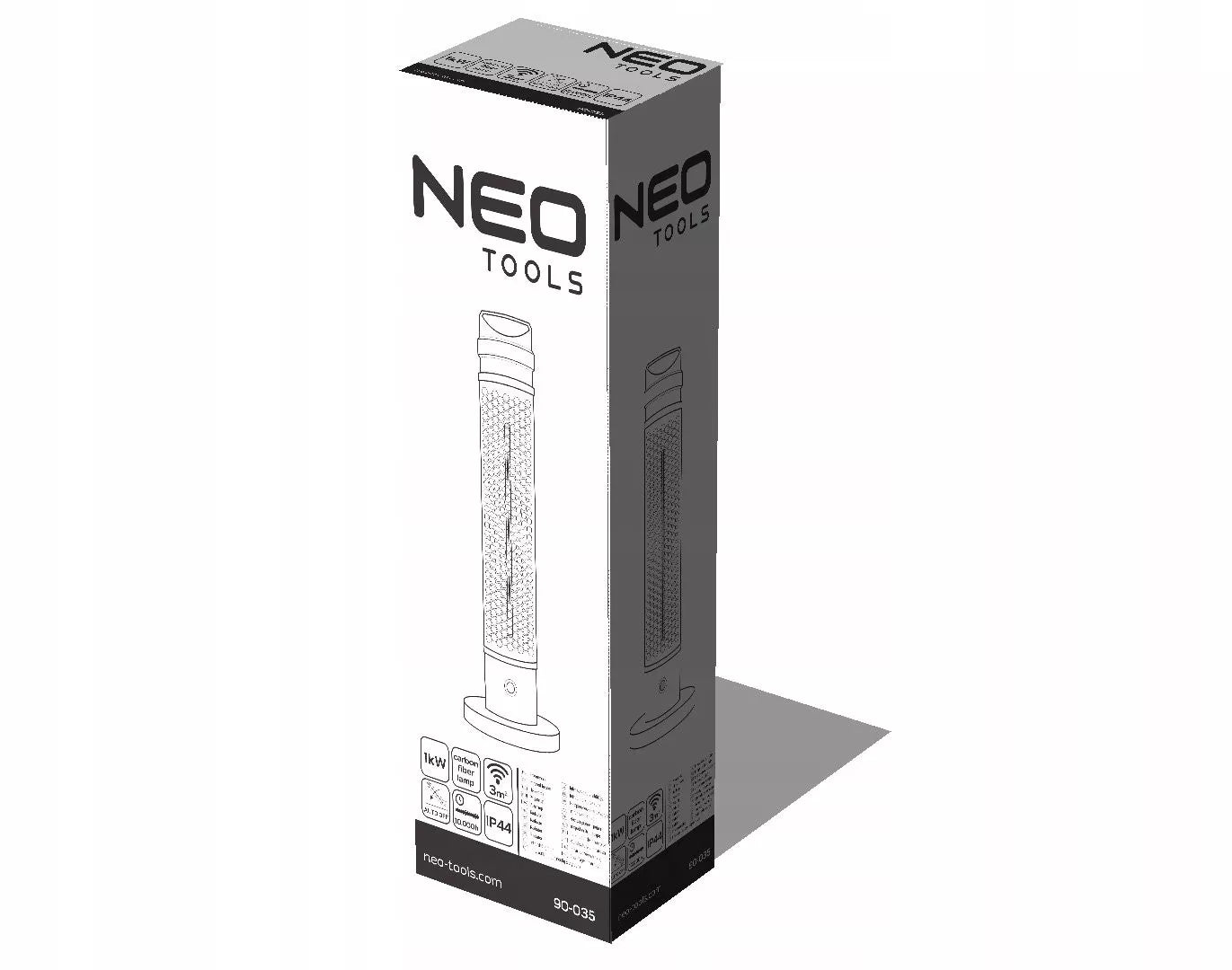 NEO infraraudonųjų spindulių šildytuvas, stovimas, IP44, 1000W, 90-035