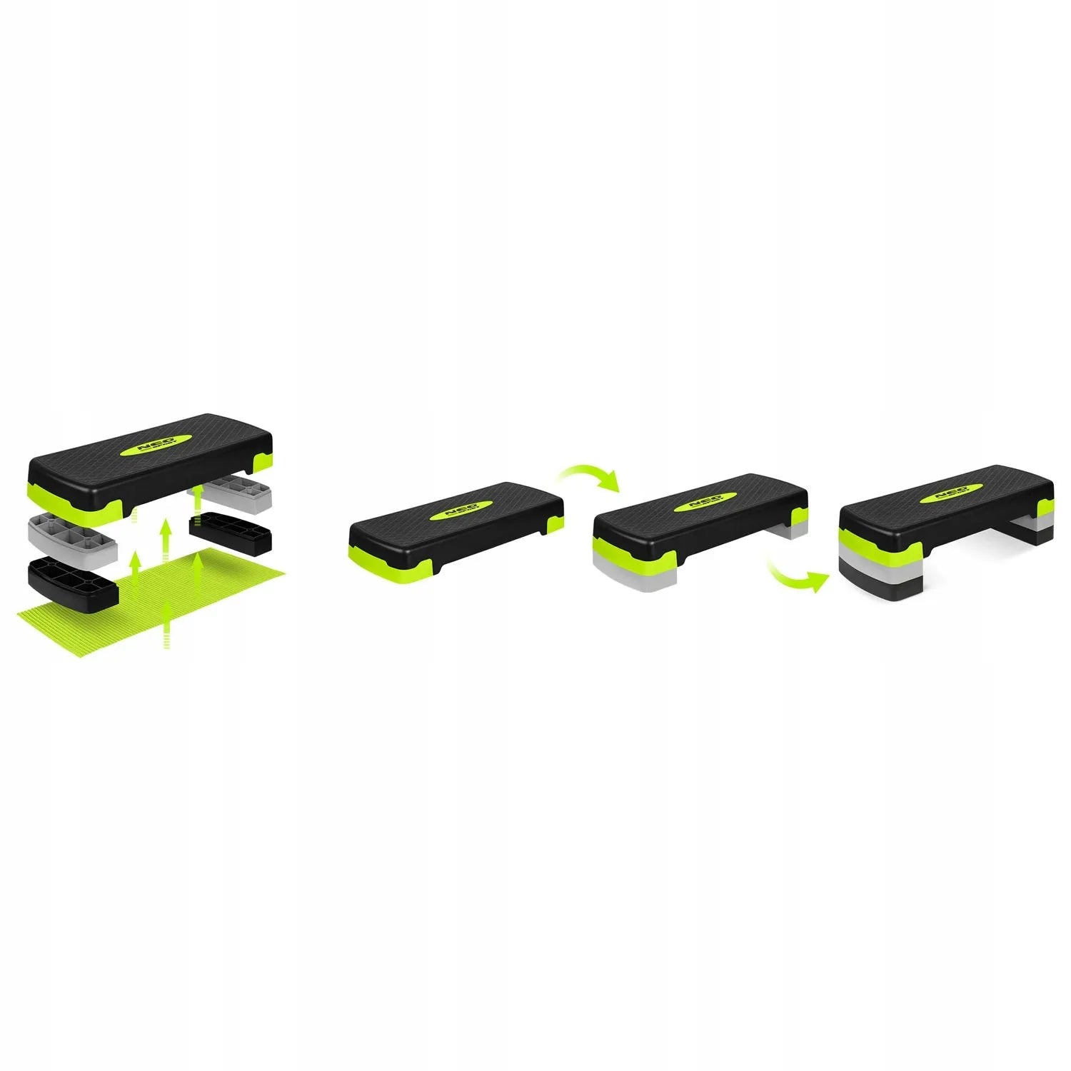Neo-sport NS-400 treniruočių steperis, 3 lygių, žalias