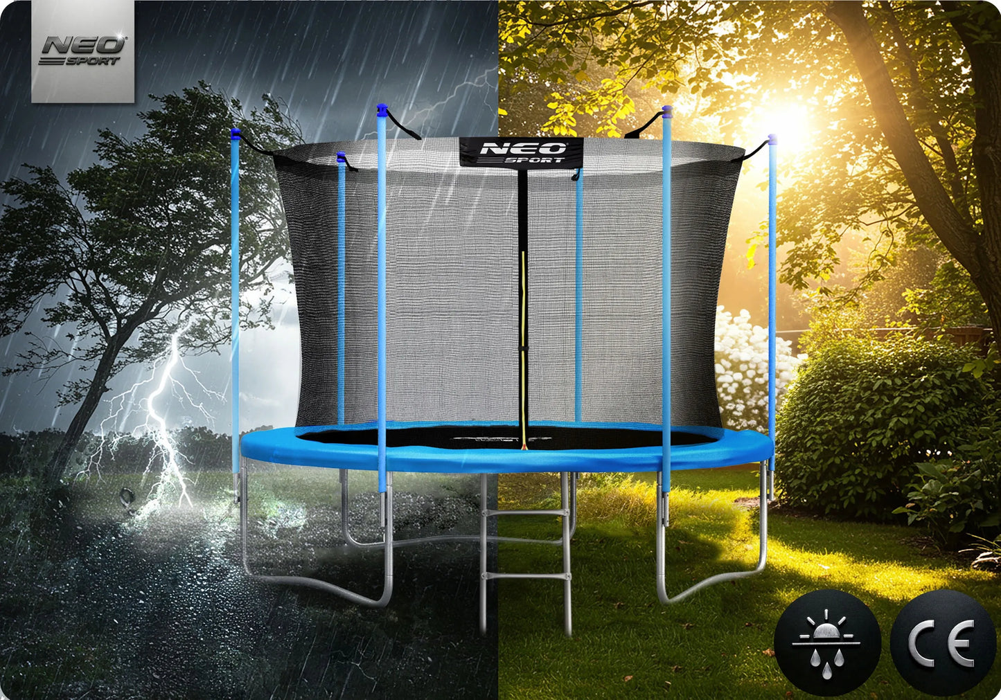 Neo-sport sodo batutas 8ft/252cm su vidiniu tinklu ir kopėčiomis