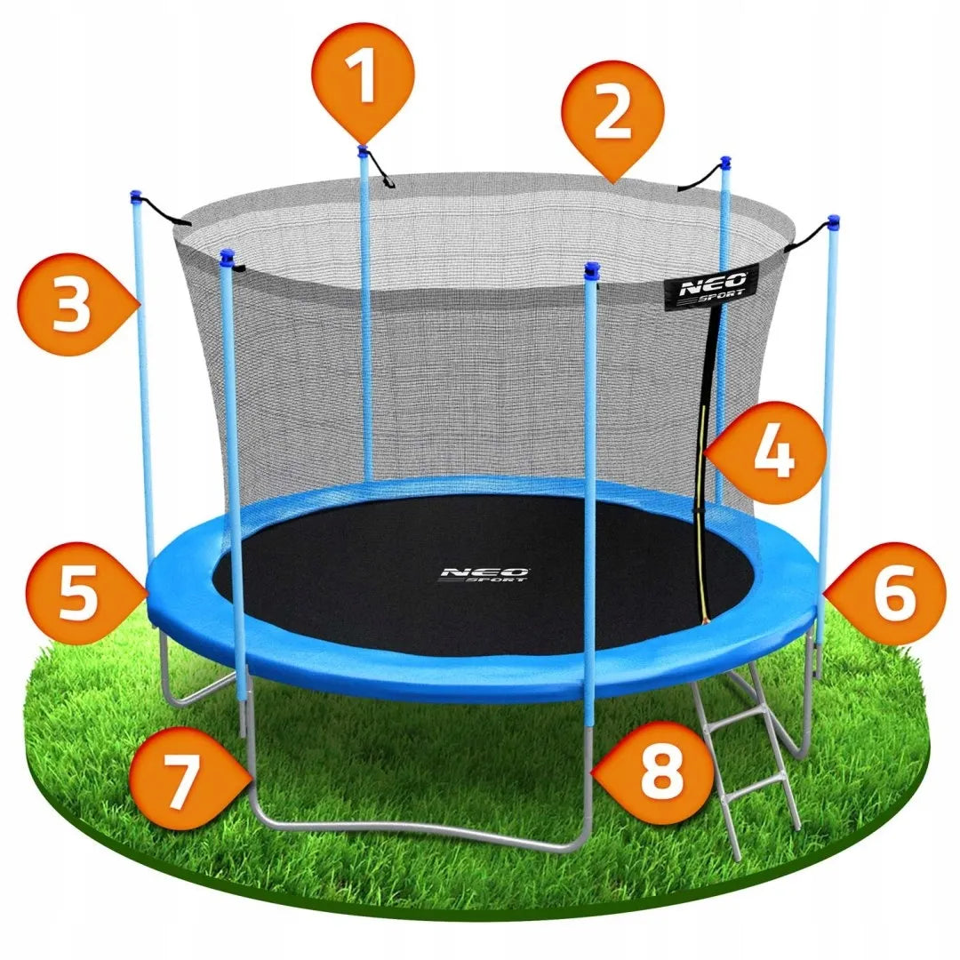 Neo-sport sodo batutas 8ft/252cm su vidiniu tinklu ir kopėčiomis
