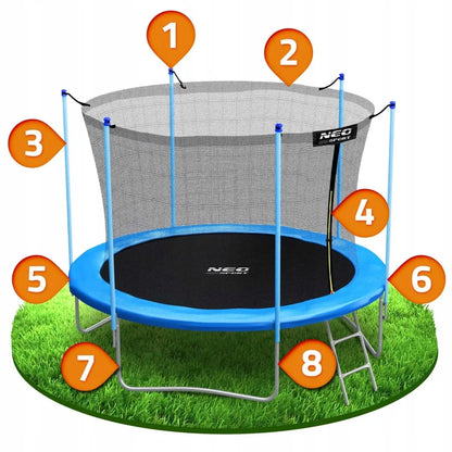Neo-sport sodo batutas 8ft/252cm su vidiniu tinklu ir kopėčiomis