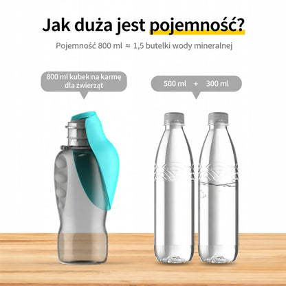 Nešiojama 800 ml vandens gertuvė šunims ir augintiniams su sulankstomu dubenėliu