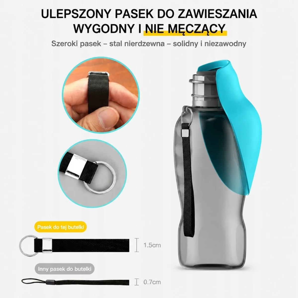 Nešiojama 800 ml vandens gertuvė šunims ir augintiniams su sulankstomu dubenėliu