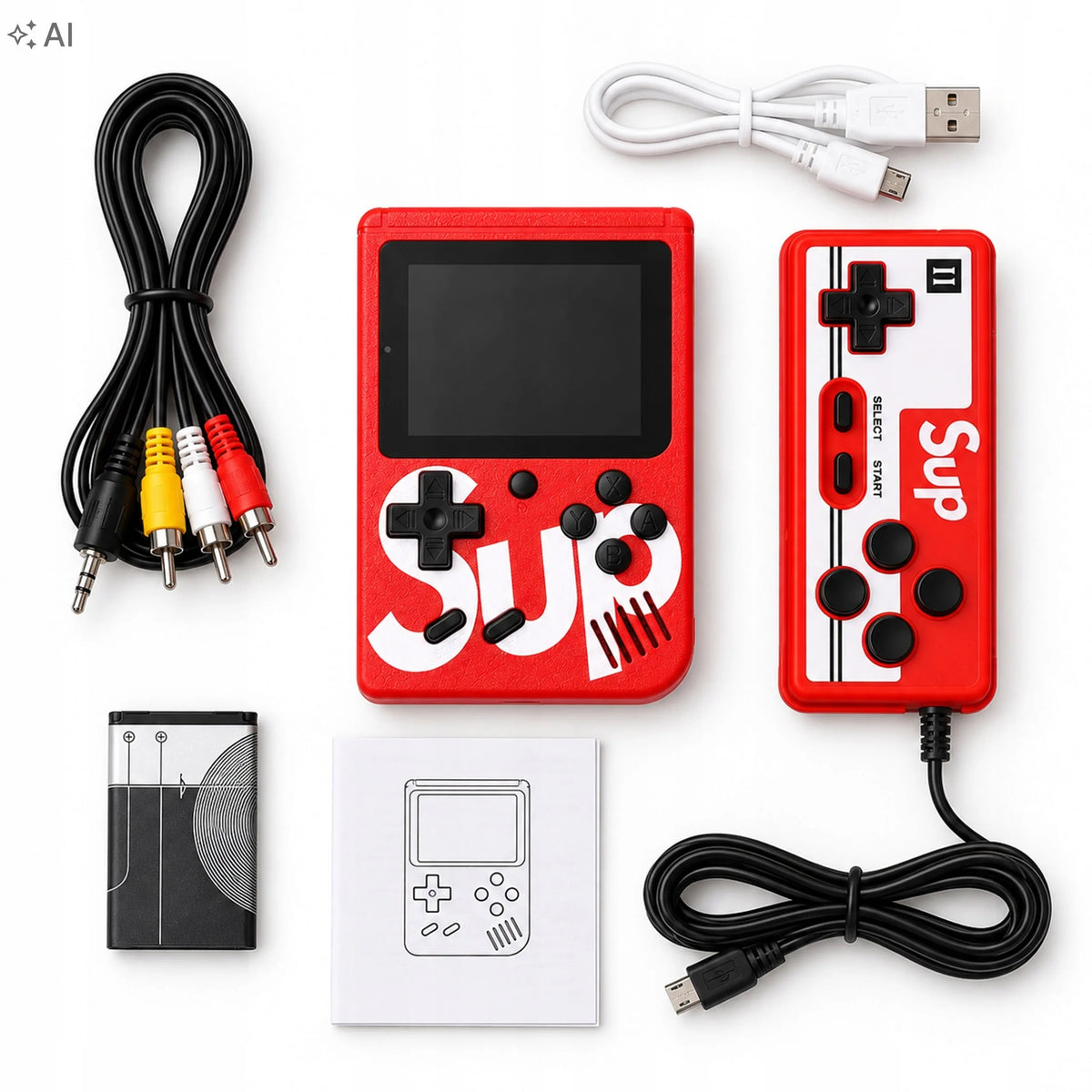 Nešiojama retro mini žaidimų konsolė, 400 žaidimų, LCD ekranas, valdiklis, prijungimas prie televizoriaus, 2 žaidėjams